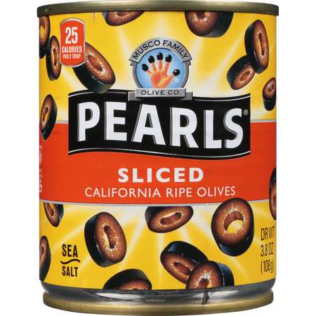 Pearls Olives Sliced Black 3.8 oz., PK12 4832315